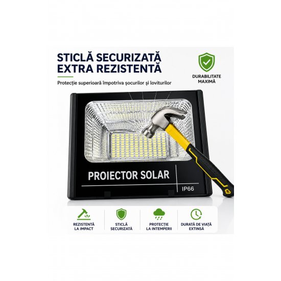 Ηλιακός προβολέας LED 100W με ξεχωριστό ηλιακό πάνελ, τηλεχειριστήριο, αισθητήρα κίνησης και IP65