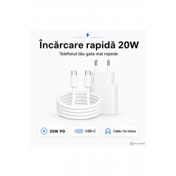 Γρήγορος φορτιστής 20W USB-C για iPhone 15/16/17, Samsung S25/S24/S23, 1m καλώδιο USB-C που περιλαμβάνεται, Fast Charge PD, Xiaomi, iPad, AirPods, Kulstern™