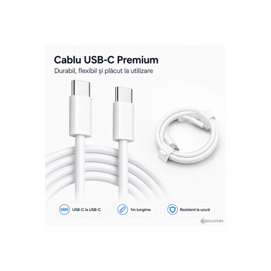 Γρήγορος φορτιστής 20W USB-C για iPhone 15/16/17, Samsung S25/S24/S23, 1m καλώδιο USB-C που περιλαμβάνεται, Fast Charge PD, Xiaomi, iPad, AirPods, Kulstern™