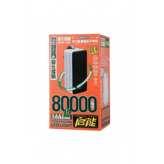 Power Bank 80000mAh 22,5W με 2 θύρες USB-A και USB-C Port Delivery White Power Bank 80000mAh 22,5W με 2 θύρες USB-A και USB-C Port Delivery White