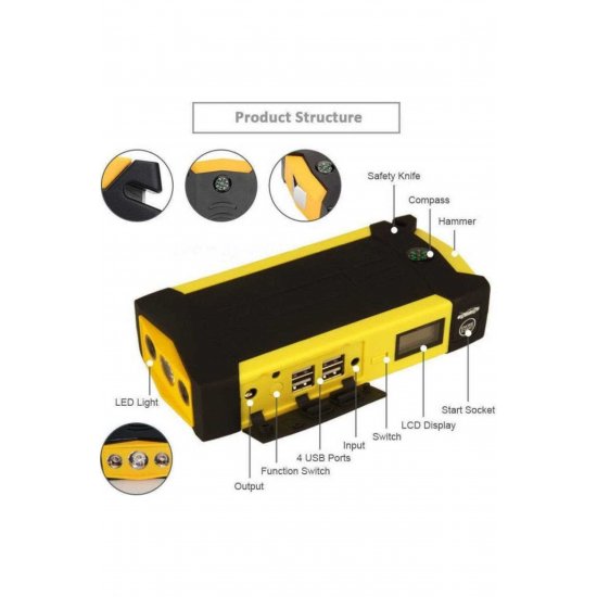 Φορητή Μίζα Μπαταρία αυτοκινήτου 69800mAh με Power Bank / USB 12V