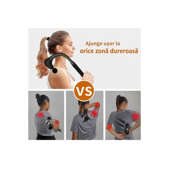 Μυϊκό μασάζ με 9 ταχύτητες, 4 κεφαλές και φόρτιση τύπου C, 34x25 cm