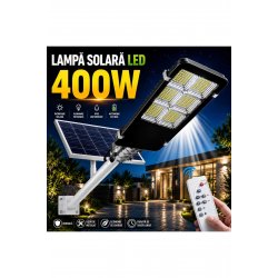Solar Street Light 400W, Ξεχωριστός ηλιακός πίνακας, Τηλεχειριστήριο, Αισθητήρας κίνησης, Αισθητήρας Dusk, LED, Συμπεριλαμβάνεται μπαταρία, IP65, Για αυλή, ?