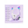Ασύρματα ακουστικά Bluetooth με αυτιά γάτας LED, πτυσσόμενα, μικρόφωνο και υποδοχή κάρτας SD μωβ