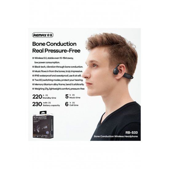 RB-S33 Earbud Bluetooth Handsfree Ακουστικά Μαύρο