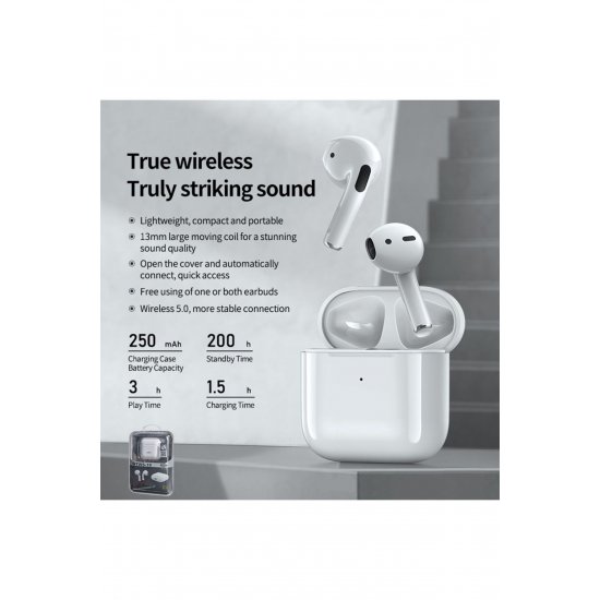 Ακουστικά Bluetooth Μεταλλική Σειρά TWS-10i Λευκό