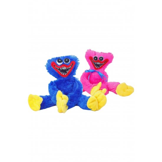 Σετ 2 παιχνίδια Poppy Playtime - Huggy Wuggy, Kissy Missy, 40 cm, Flexible Arms, Λούτρινο, Μπλε/Ροζ