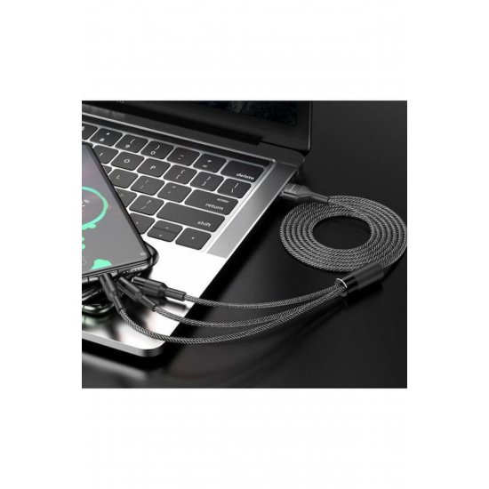 CL-972 Πλεγμένο καλώδιο USB σε Lightning / Type-C / micro USB 1,2 m