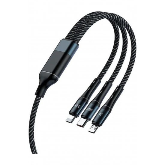CL-972 Πλεγμένο καλώδιο USB σε Lightning / Type-C / micro USB 1,2 m