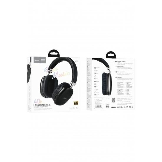 Hoco W35 Wireless / Wired Over Ear ακουστικά με ραδιόφωνο με 40 ώρες λειτουργίας Μαύρο
