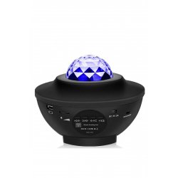 Προβολέας RGB LED, Verk, ηχείο Bluetooth, τηλεχειριστήριο, 3 επίπεδα φωτεινότητας, μαύρο, 16x12cm, πλαστικό, μαύρο