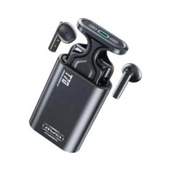 T70 Earbud Bluetooth Handsfree ακουστικά με αντίσταση στον ιδρώτα και θήκη φόρτισης μαύρη