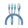 Gition RC-189th Braided USB to φωτιστικόning / Type-C / micro USB 1.2m 3.1A καλώδιο Μπλε
