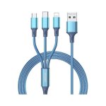 Gition RC-189th Braided USB to φωτιστικόning / Type-C / micro USB 1.2m 3.1A καλώδιο Μπλε