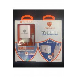 Ασύρματος φορτιστής Technovo με θύρες USB-A και USB-C Λευκό Ασύρματος φορτιστής Technovo με θύρες USB-A και USB-C Λευκό