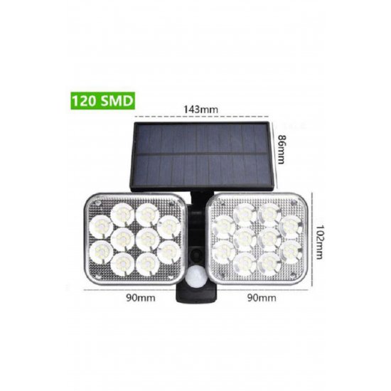 Επιτοίχιο ηλιακό φως 1500lm Cold White 6000K με αισθητήρα κίνησης και φωτοκύτταρο IP65 21cmx17cmcm