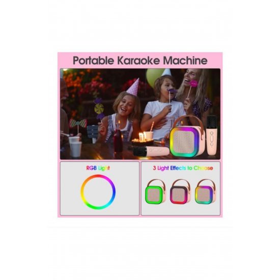 Σετ καραόκε Bluetooth με ηχείο RGB και 2 ασύρματα μικρόφωνα – φορητό, εφέ φωτός, Instant
