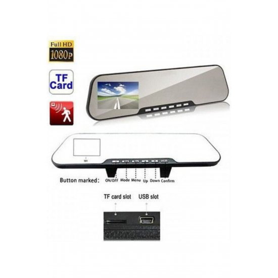 Vehicle Blackbox Dvr 1080P Mirror Car DVR Σετ με πίσω κάμερα, οθόνη 4,3
