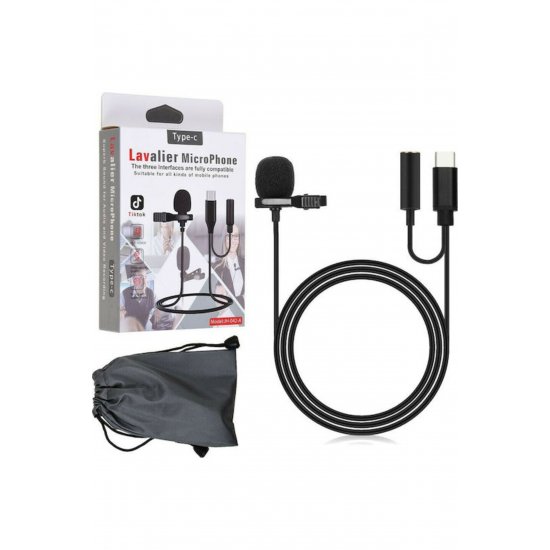 Hands-Free Lavalier Wireless Electret Microphone Πέτου, Clip On Journalistic USB-C