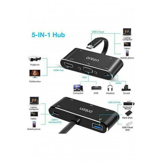 Σταθμός σύνδεσης USB-C με HDMI 4K PD Black (OTN-9573S)