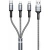 Σειρά Braided USB to Lightning / Type-C / micro USB 1.2m 2.4A Cable Gray (WK-WDC-119_SILVER)