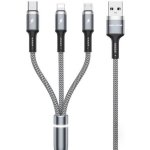 Σειρά Braided USB to Lightning / Type-C / micro USB 1.2m 2.4A Cable Gray (WK-WDC-119_SILVER)