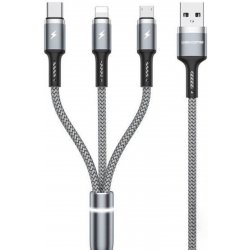Σειρά Braided USB to Lightning / Type-C / micro USB 1.2m 2.4A Cable Gray (WK-WDC-119_SILVER)