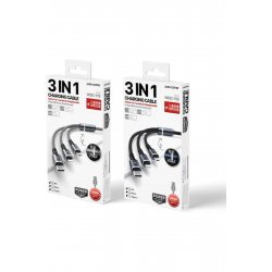 Σειρά Braided USB to Lightning / Type-C / micro USB 1.2m 2.4A Cable Gray (WK-WDC-119_SILVER) Σειρά Braided USB to Lightning / Type-C / micro USB 1.2m 2.4A Cable Gray (WK-WDC-119_SILVER)