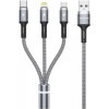 Σειρά Braided USB to Lightning / Type-C / micro USB 1.2m 2.4A Cable Gray (WK-WDC-119_SILVER)
