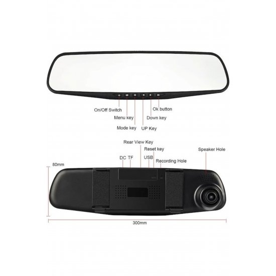 Σετ καθρέφτη αυτοκινήτου 1080P DVR με πίσω κάμερα, οθόνη 4,3