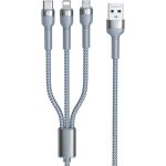 Jany RC-124th Braided USB to φωτιστικόning / Type-C / micro USB 1.2m 3.1A καλώδιο Ασημί