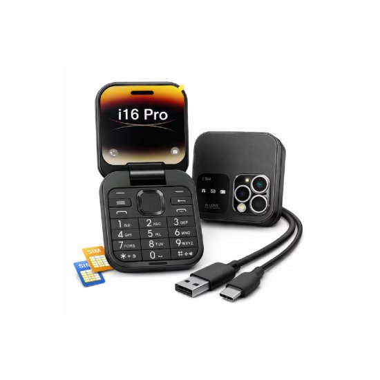 Flip phone, MDSALE@, i16 Pro, Dual SIM, Bluetooth, Μαύρο