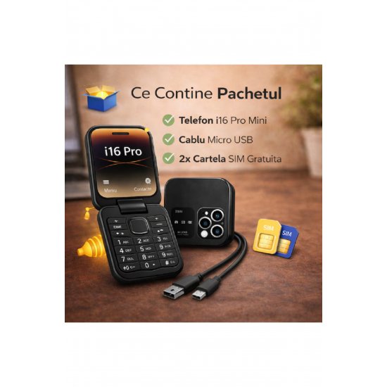 Flip phone, MDSALE@, i16 Pro, Dual SIM, Bluetooth, Μαύρο