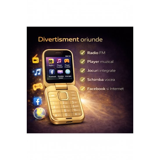 Flip phone, MDSALE@, i16 Pro, Dual SIM, Μπλεtooth, Χρυσό