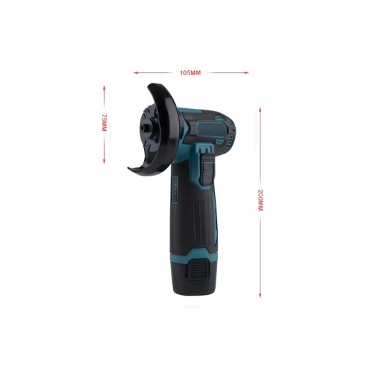 Μίνι γωνιακός μύλος, μπαταρία, 12V, 19.500 RPM, 1200mAh, M5, δίσκος 76 mm, άξονας 10 mm