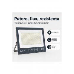 Προβολέας LED 200W, 20000LM, για εξωτερικούς ή εσωτερικούς χώρους, IP66, με αντιθαμβωτικό ματ γυαλί