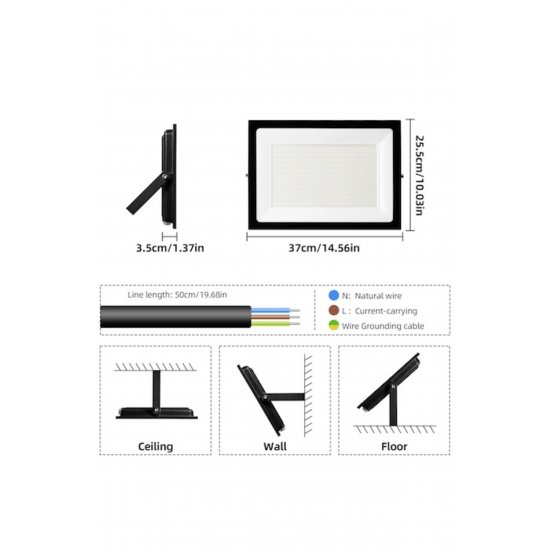 Προβολέας LED 300W, 3000K, IP66, ενεργειακά αποδοτικός