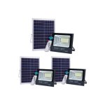 Σετ 3x Solar LED Projector 300W, Αντίσταση IP65, Τηλεχειριστήριο, 12h Αυτονομία, Αυτόνομη Λειτουργία