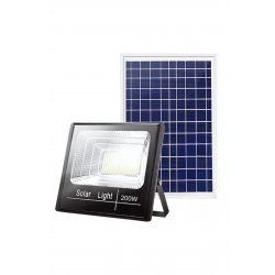 Solar Street Projector 200W with Panel & Remote, Λευκό LED, Motion/αισθητήρας φωτός, IP67, 12h Autonomy, 180° Rot.