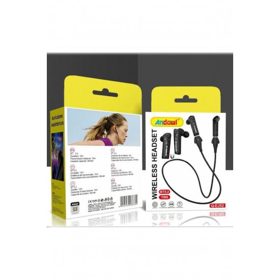 Ακουστικά Bluetooth Handsfree Q-EJ52 με μαύρα αντίσταση στον ιδρώτα