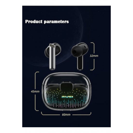 T52 Pro in-ear Bluetooth handsfree ακουστικά με αντίσταση στον ιδρώτα και θήκη φόρτισης μαύρη