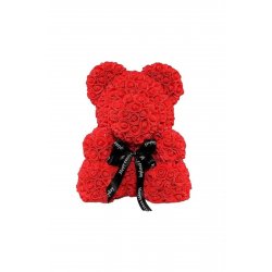 Bear of Artificial Roses Red 40cm Μαύρη Γραμμή Κωδικός: 40CM.ΚΟΚΚΙΝΟ