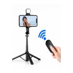 R1S Selfie Stick με φως LED, Bluetooth, τρίποδο, τηλεχειριστήριο, για Live και Vlogging