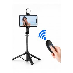 R1S Selfie Stick με φως LED, Bluetooth, τρίποδο, τηλεχειριστήριο, για Live και Vlogging