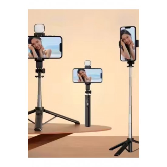 R1S Selfie Stick με φως LED, Bluetooth, τρίποδο, τηλεχειριστήριο, για Live και Vlogging