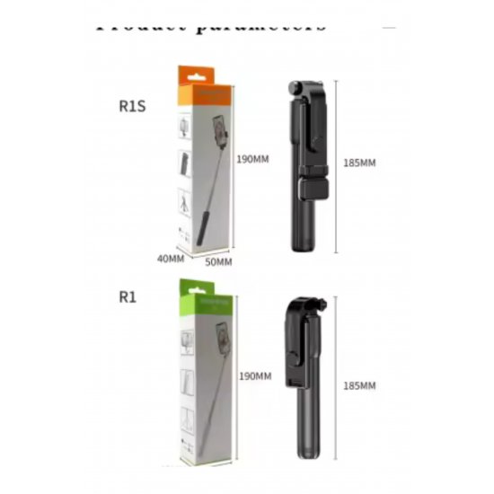 R1S Selfie Stick με φως LED, Bluetooth, τρίποδο, τηλεχειριστήριο, για Live και Vlogging