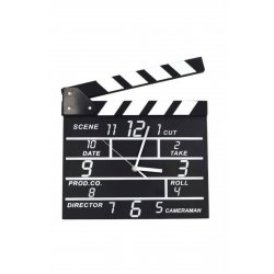 Ρολόι τοίχου Clapperboard Μεταλλικό Μαύρο Διακοσμητικό