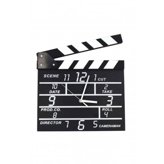 Ρολόι τοίχου Clapperboard Μεταλλικό Μαύρο Διακοσμητικό Ρολόι τοίχου Clapperboard Μεταλλικό Μαύρο Διακοσμητικό