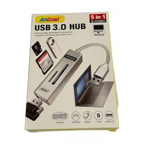 Q-HU803 USB 3.0 Hub με 3 θύρες USB-A Silver