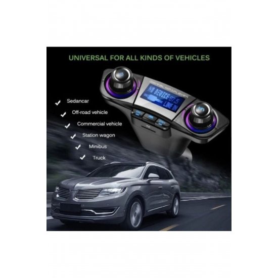 Bluetooth Car FM Modulator με οθόνη LCD, hands-free και γρήγορο φορτιστή USB.